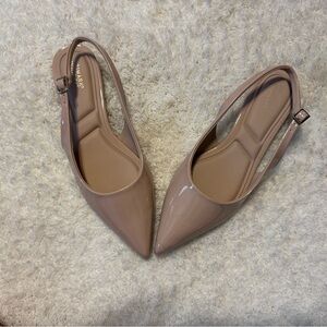 Glossy Beige wide fit Slingback Flats